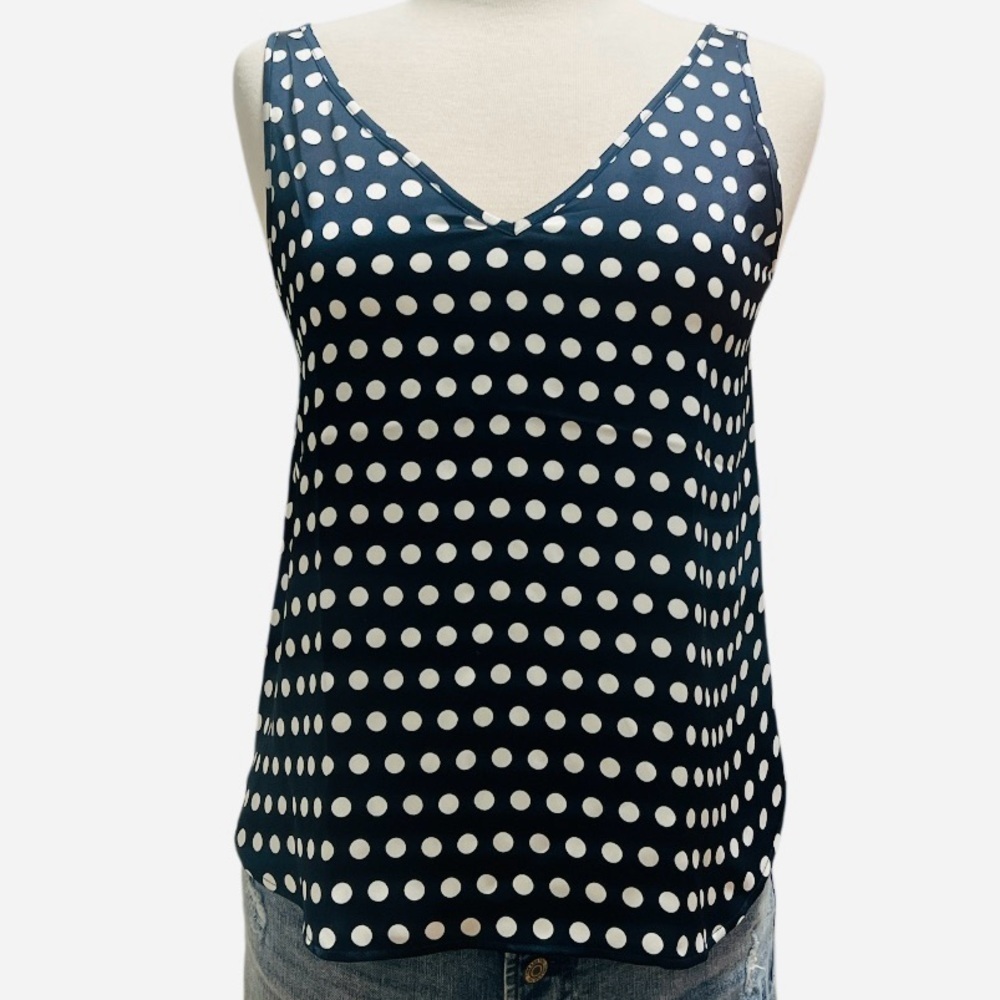 NWOT- LOFT Navy and White Polka Dot Tank Top